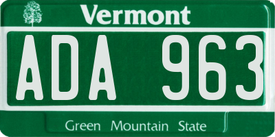 VT license plate ADA963