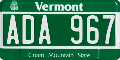 VT license plate ADA967