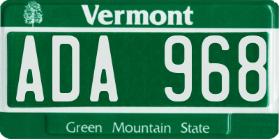 VT license plate ADA968