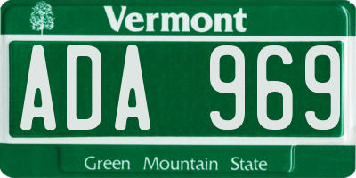 VT license plate ADA969
