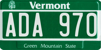 VT license plate ADA970