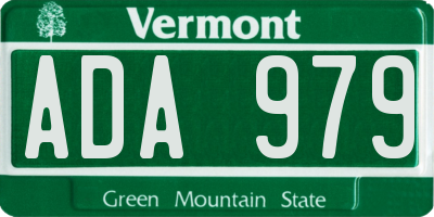 VT license plate ADA979