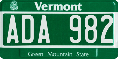VT license plate ADA982