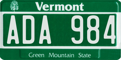 VT license plate ADA984