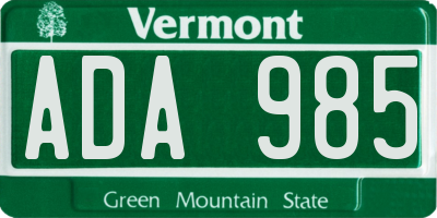 VT license plate ADA985