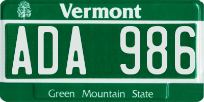 VT license plate ADA986