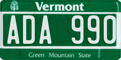 VT license plate ADA990