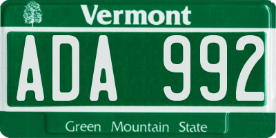 VT license plate ADA992
