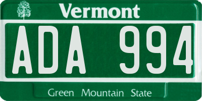 VT license plate ADA994