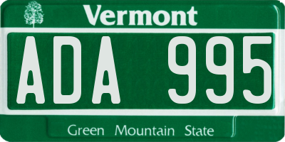 VT license plate ADA995