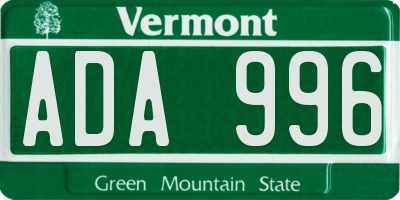 VT license plate ADA996