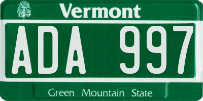 VT license plate ADA997