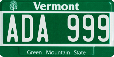 VT license plate ADA999