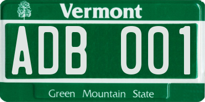 VT license plate ADB001