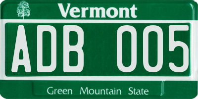 VT license plate ADB005