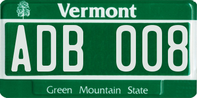 VT license plate ADB008