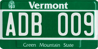 VT license plate ADB009