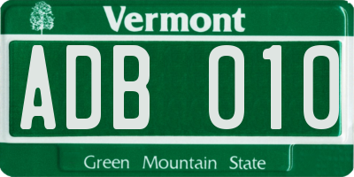 VT license plate ADB010