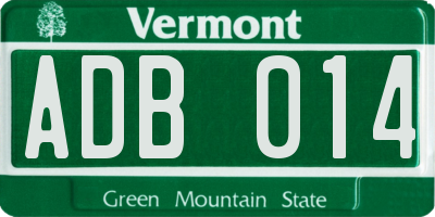 VT license plate ADB014