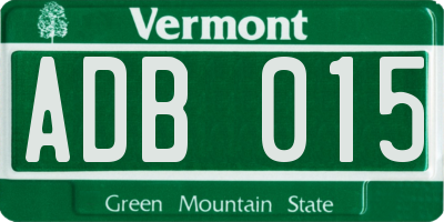 VT license plate ADB015
