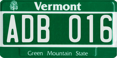 VT license plate ADB016