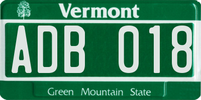 VT license plate ADB018