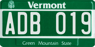 VT license plate ADB019
