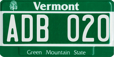 VT license plate ADB020
