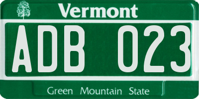 VT license plate ADB023