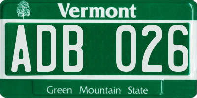 VT license plate ADB026