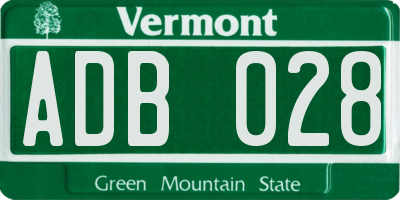 VT license plate ADB028