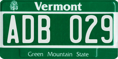 VT license plate ADB029
