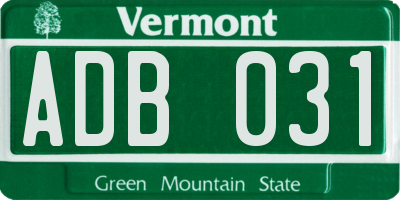 VT license plate ADB031