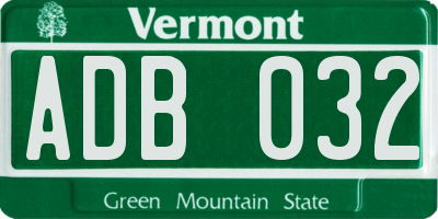 VT license plate ADB032