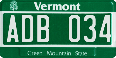 VT license plate ADB034