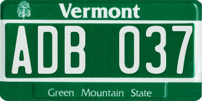 VT license plate ADB037