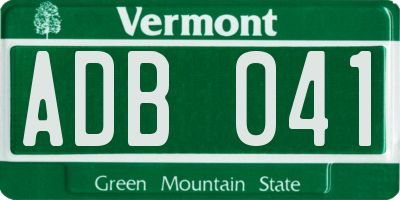 VT license plate ADB041