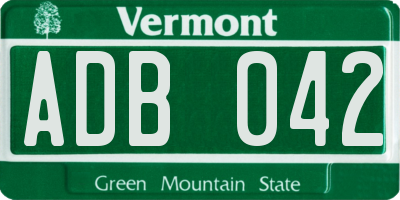 VT license plate ADB042