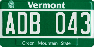 VT license plate ADB043