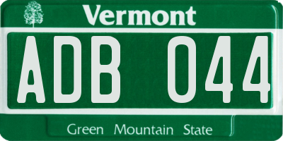 VT license plate ADB044