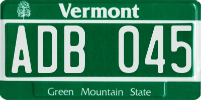 VT license plate ADB045