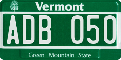 VT license plate ADB050