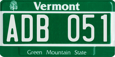 VT license plate ADB051
