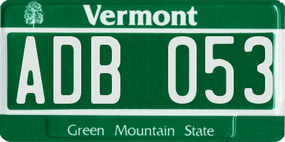 VT license plate ADB053