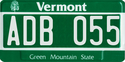 VT license plate ADB055