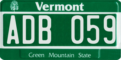 VT license plate ADB059