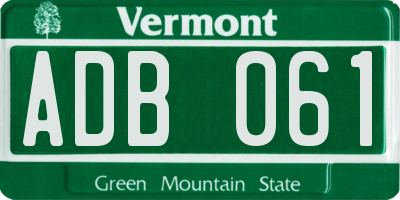 VT license plate ADB061