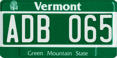 VT license plate ADB065