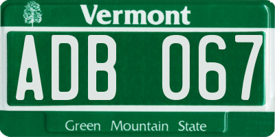 VT license plate ADB067