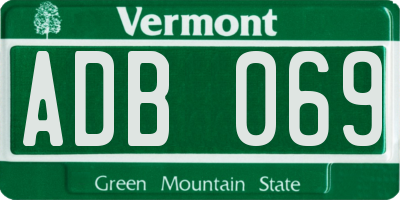 VT license plate ADB069